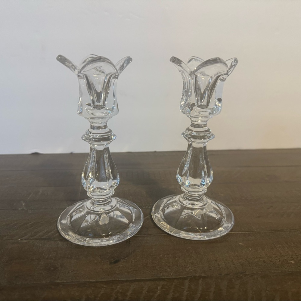 Vintage Gorham Crystal Tulip Floral Candlestick Holders West Germany Home decor